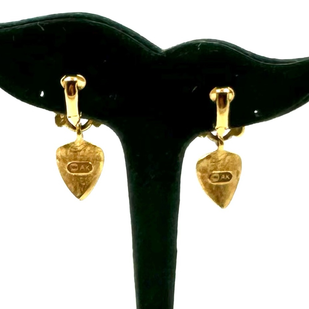 Vintage 1980’s Anne Klein Matte Gold Tone Ear Clip Earrings - Picture 4 of 10